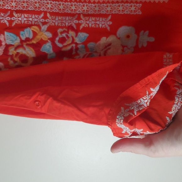 Andree By Unit Womens Plus Size BoHo Embroidered Spring Summer Blouse Top 1X - Picture 6 of 9